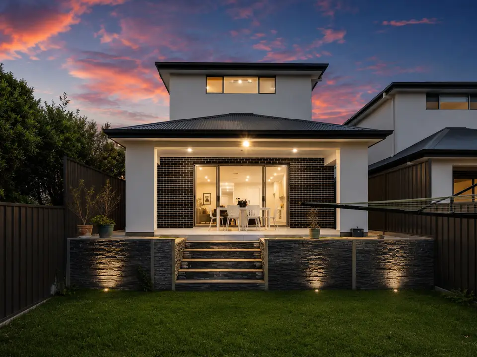 Luxe-managed Adelaide home exterior at dusk